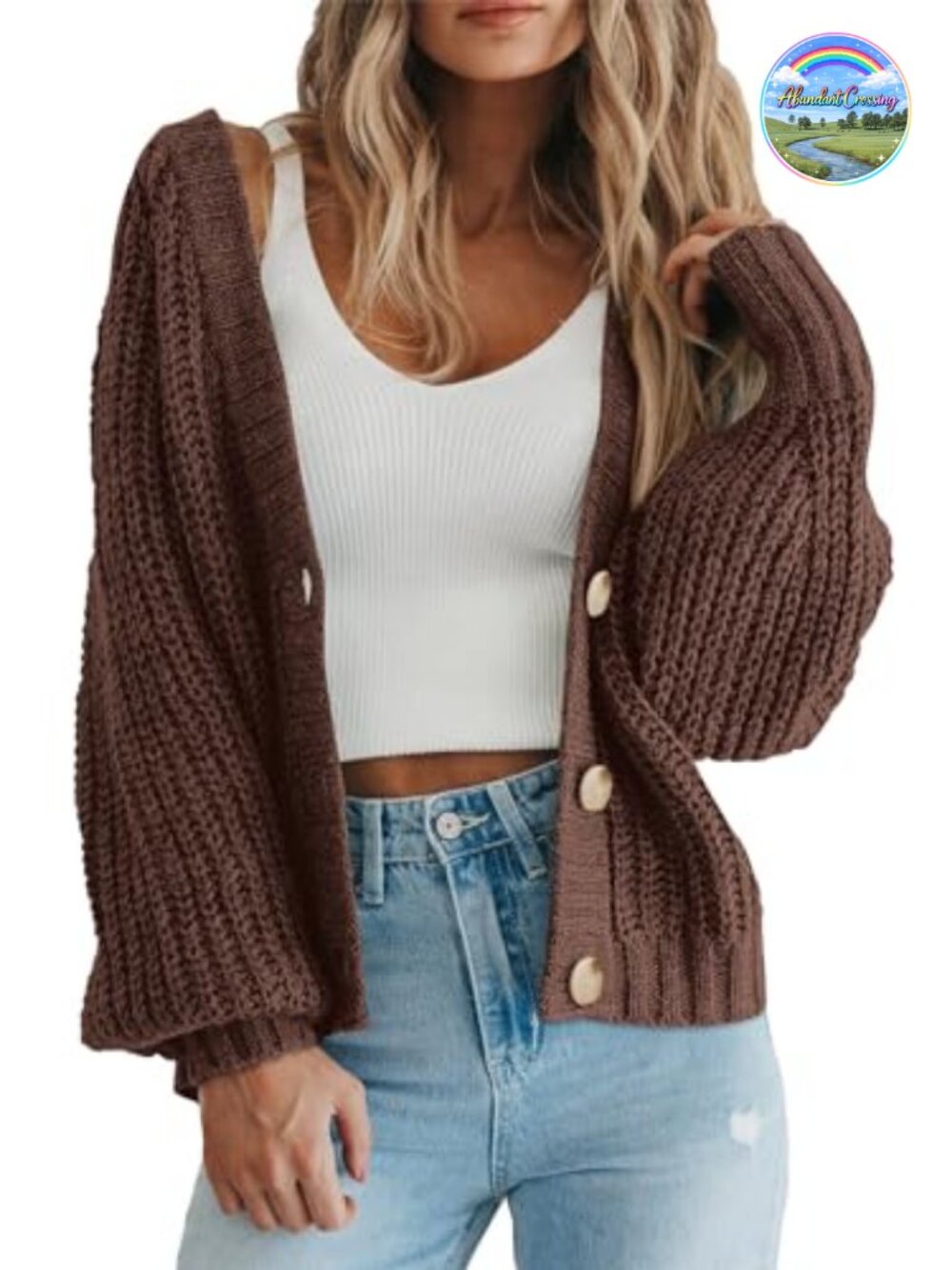 Chunky Knit Open Front Cardigan Sweater for Women with Buttons